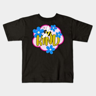 Cute honey bee kind design blue flowers Kids T-Shirt